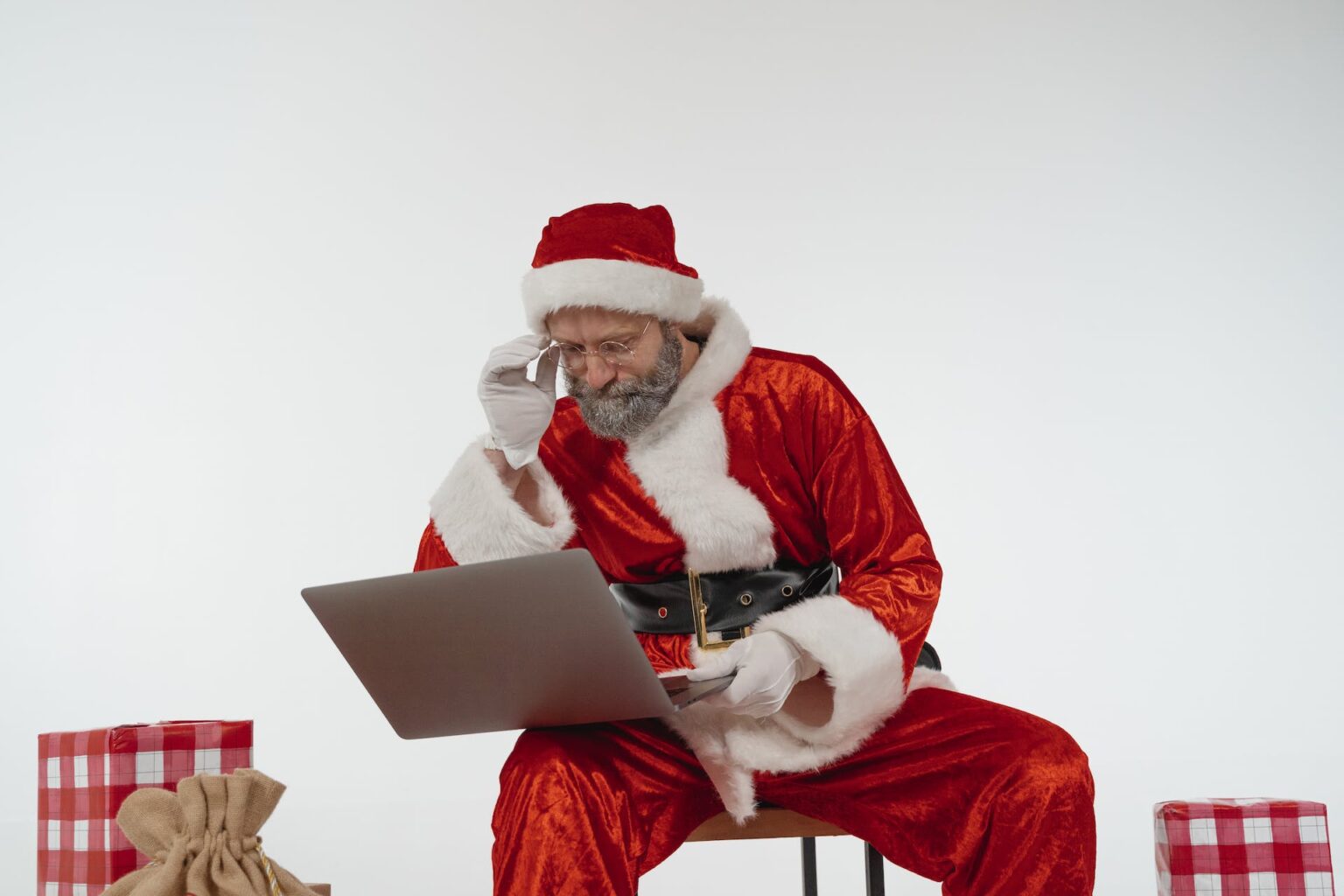 Santa Claus with laptop